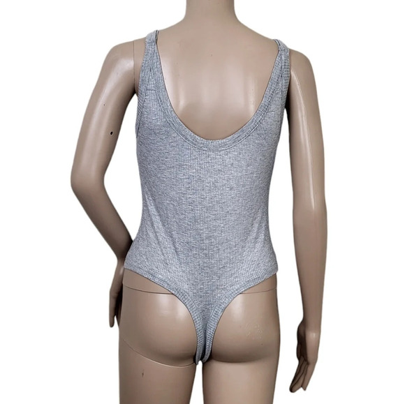 Free People Intimately Ribbed Heathered Grey Sleeveless Bodysuit - Picture 2 of 4